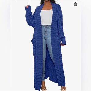 Cable Knit Oversized Sweater Duster with pockets NWT gray or blue